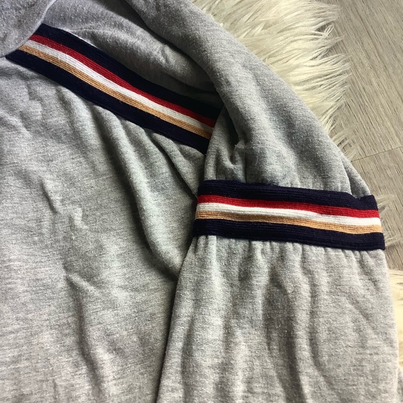 Peyton Jensen Gray stripe rayon fleece sweater made in USA Small - Picture 4 of 7